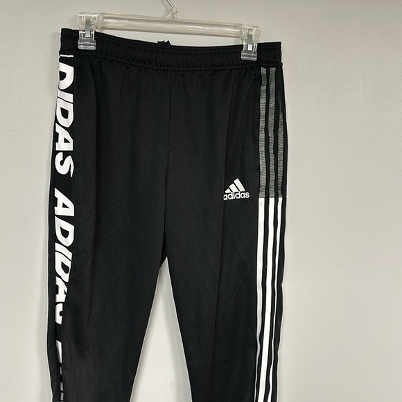Adidas Aeroready track pants, Adidas name graphic 1 side, stripes on other, S - Picture 1 of 9